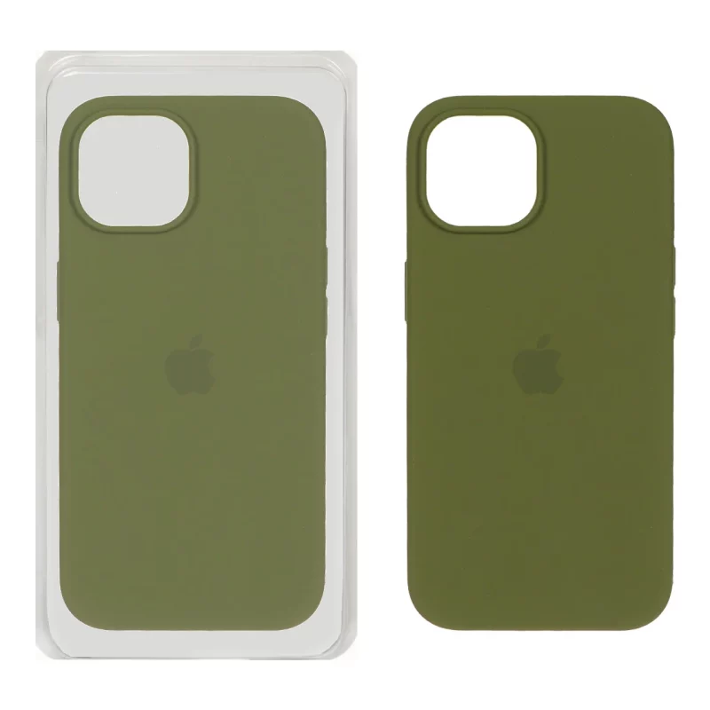قاب سیلیکونی پاک کنی اورجینال Apple iPhone 15 / iPhone 14 / iPhone 13 - سبز زیتونی (پک اصلی) - تصویر 2