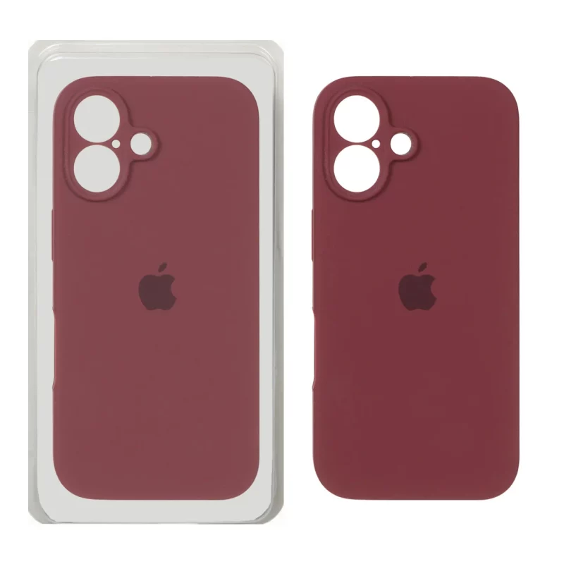 قاب سیلیکونی پاک کنی محافظ لنزدار اورجینال Apple iPhone 16 - عنابی (پک اصلی) - تصویر 2