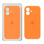 قاب سیلیکونی پاک کنی محافظ لنزدار اورجینال Apple iPhone 16 - نارنجی (پک اصلی)