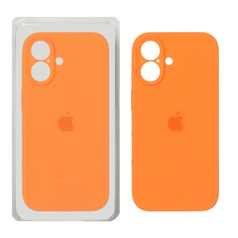 قاب سیلیکونی پاک کنی محافظ لنزدار اورجینال Apple iPhone 16 - نارنجی (پک اصلی) - تصویر 2