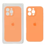 قاب سیلیکونی پاک کنی محافظ لنزدار اورجینال Apple iPhone 16 Pro Max - نارنجی روشن (پک اصلی)