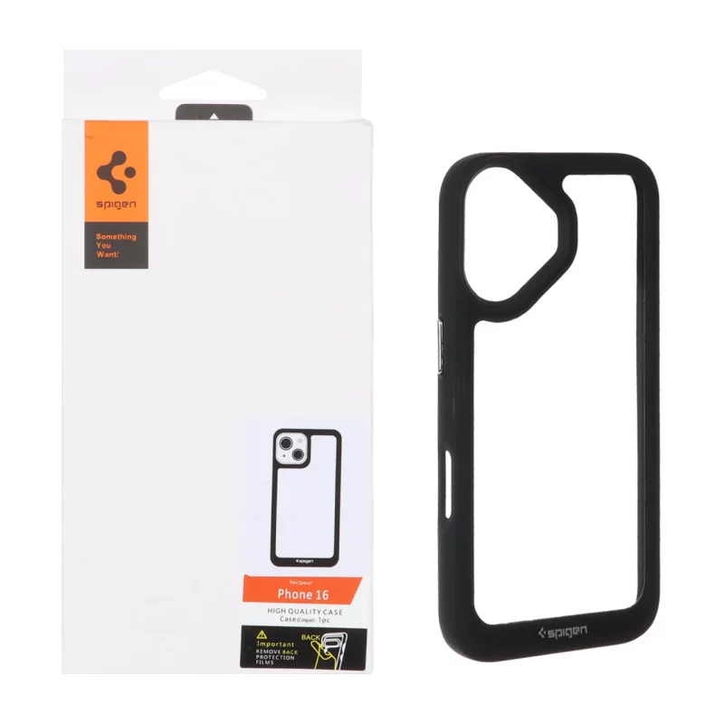 قاب اورجینال Spigen مدل Apple iPhone 16 - شفاف مشکی - تصویر 2