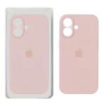 قاب سیلیکونی پاک کنی محافظ لنزدار اورجینال Apple iPhone 16 - صورتی کدر (پک اصلی)