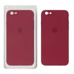 قاب سیلیکونی پاک کنی محافظ لنزدار اورجینال Apple iPhone 6 Plus / iPhone 6s Plus - زرشکی (پک دار)