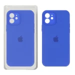 قاب سیلیکونی پاک کنی محافظ لنزدار اورجینال Apple iPhone 12 - آبی کاربنی (پک دار)