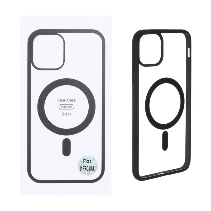قاب شفاف Apple iPhone 11 Pro Max با قابلیت شارژ MagSafe - مشکی (پک دار) - تصویر 2