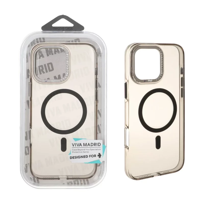 قاب اورجینال Viva Madrid پشت سخت MagSafe لنز نگین دار Apple iPhone 16 Pro Max - مشکی (پک دار) - تصویر 2