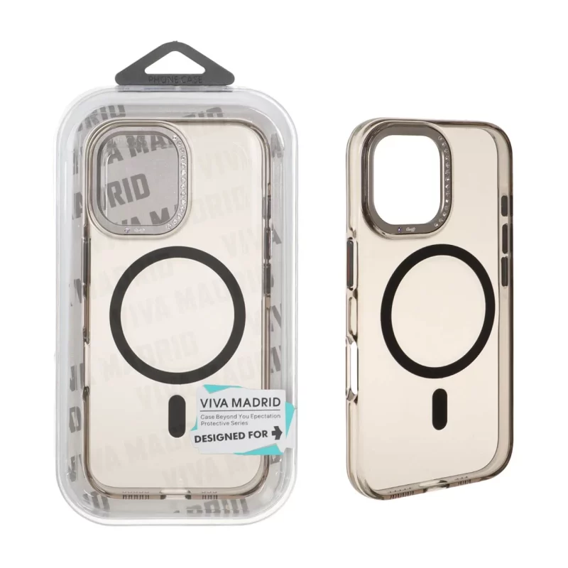 قاب اورجینال Viva Madrid پشت سخت MagSafe لنز نگین دار Apple iPhone 16 - مشکی (پک دار) - تصویر 2