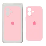 قاب سیلیکونی پاک کنی محافظ لنزدار اورجینال Apple iPhone 16 - صورتی (پک دار) - NTC