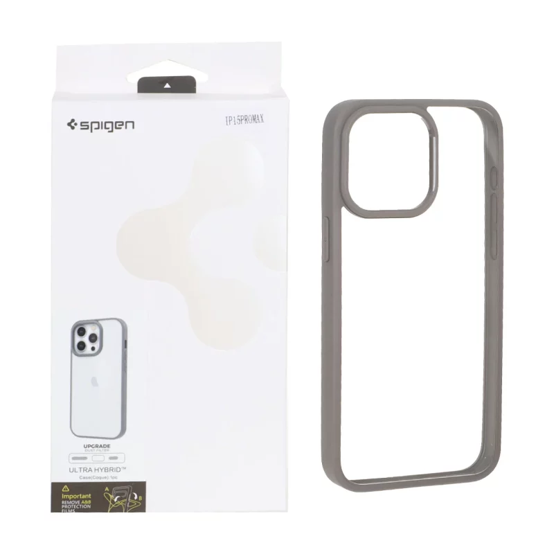 قاب اورجینال Spigen با توری اسپیکر فلزی Apple iPhone 15 Pro Max - طوسی (پک دار) - تصویر 2