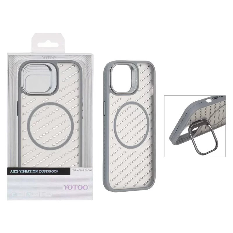 قاب اورجینال Yotoo مات MagSafe استندشو Apple iPhone 15 / iPhone 14 / iPhone 13 - خاکستری (پک دار) - NTC - تصویر 2