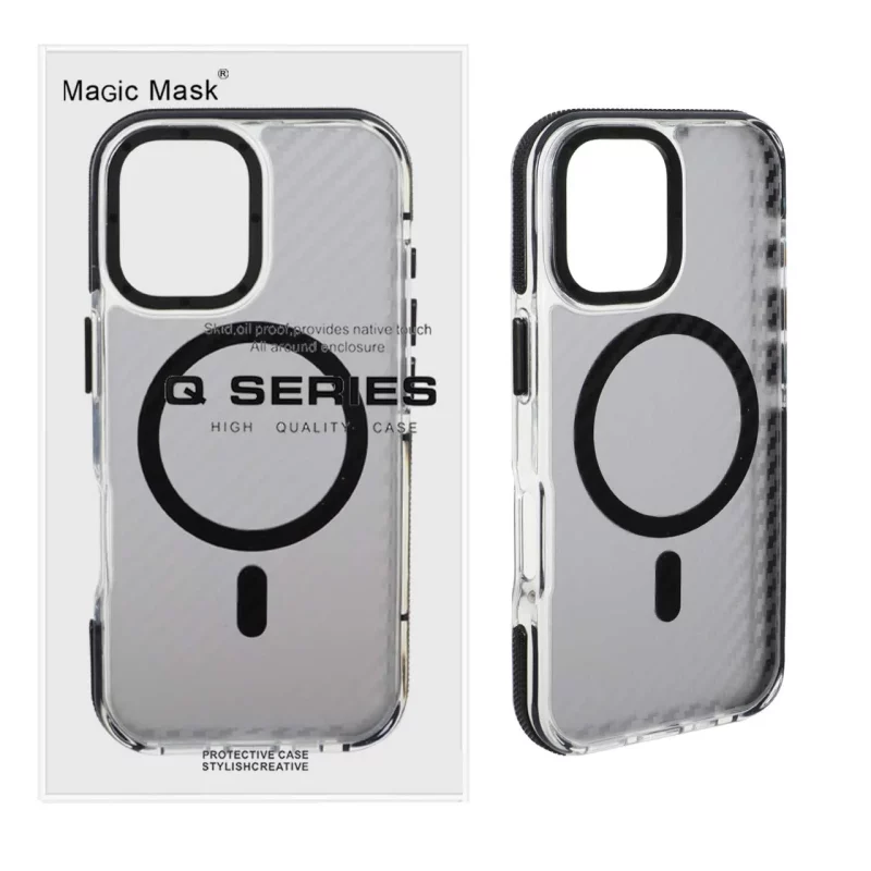 قاب اورجینال Q Series پشت کربن MagSafe مدل Apple iPhone 17 - مشکی (پک دار) - تصویر 2