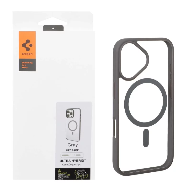 قاب اورجینال Magsafe Spigen با توری اسپیکر فلزی Apple iPhone 17 - طوسی (پک دار) - تصویر 2