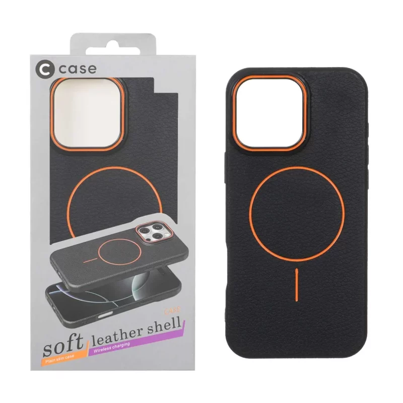 قاب اورجینال C Case طرح چرم MagSafe مدل Apple iPhone 16 Pro Max - مشکی (پک دار) - تصویر 2
