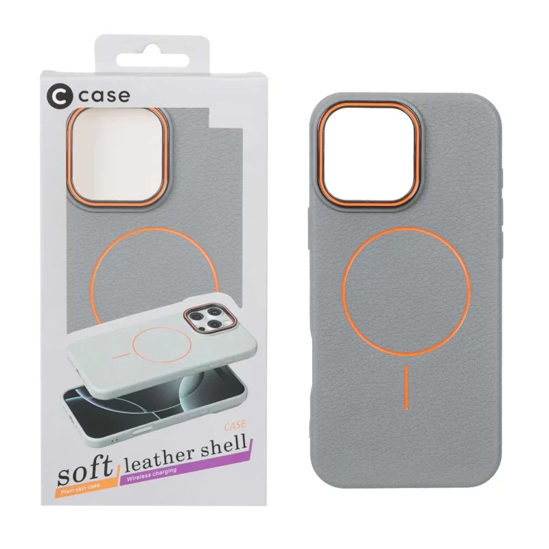 قاب اورجینال C Case طرح چرم MagSafe مدل Apple iPhone 16 Pro Max - خاکستری (پک دار) - تصویر 2