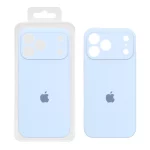 قاب سیلیکونی پاک کنی محافظ لنزدار اورجینال Apple iPhone 17 Pro Max - آبی کبریتی (پک اصلی)