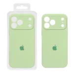 قاب سیلیکونی پاک کنی محافظ لنزدار اورجینال Apple iPhone 17 Pro Max - سبز مغز پسته ای (پک اصلی)