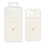 قاب سیلیکونی پاک کنی محافظ لنزدار اورجینال Apple iPhone 17 Pro Max - کرم (پک اصلی)