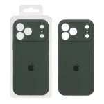 قاب سیلیکونی پاک کنی محافظ لنزدار اورجینال Apple iPhone 17 Pro Max - سبز تیره (پک اصلی)