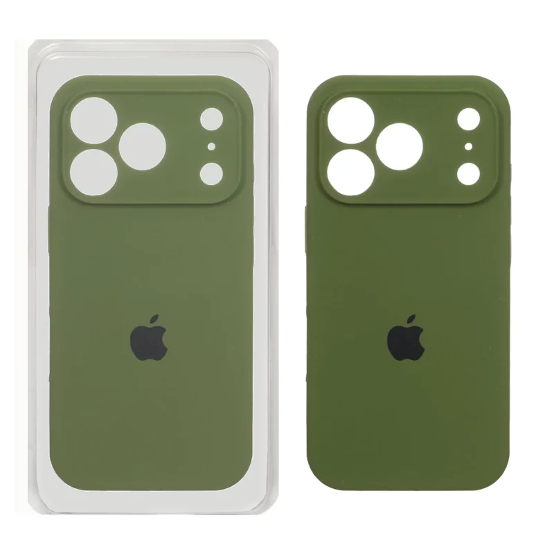 قاب سیلیکونی پاک کنی محافظ لنزدار اورجینال Apple iPhone 17 Pro - سبز زیتونی (پک اصلی) - تصویر 2