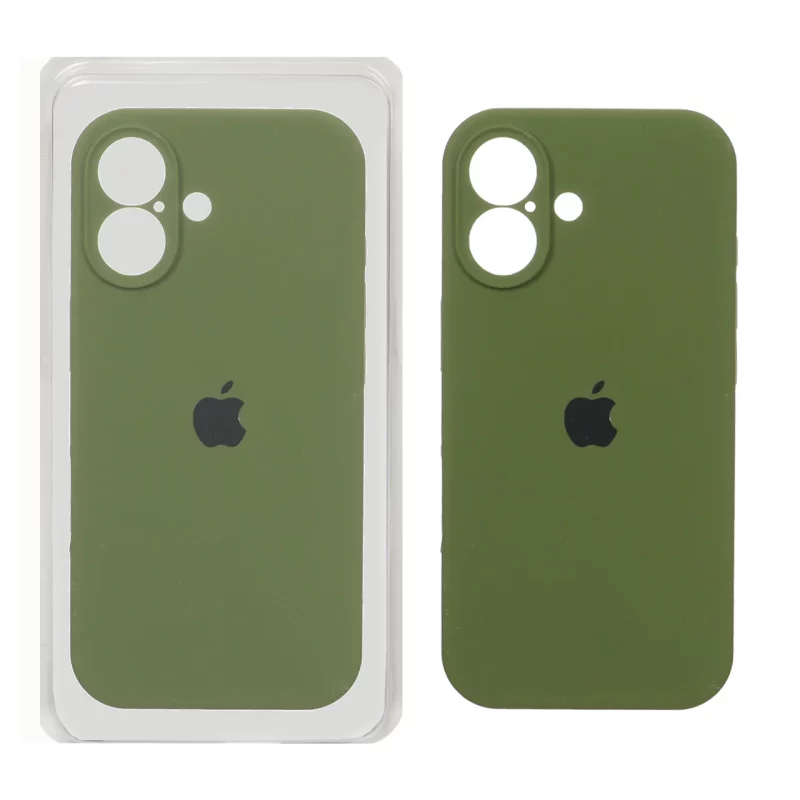قاب سیلیکونی پاک کنی محافظ لنزدار اورجینال Apple iPhone 17 - سبز زیتونی (پک اصلی) - تصویر 2
