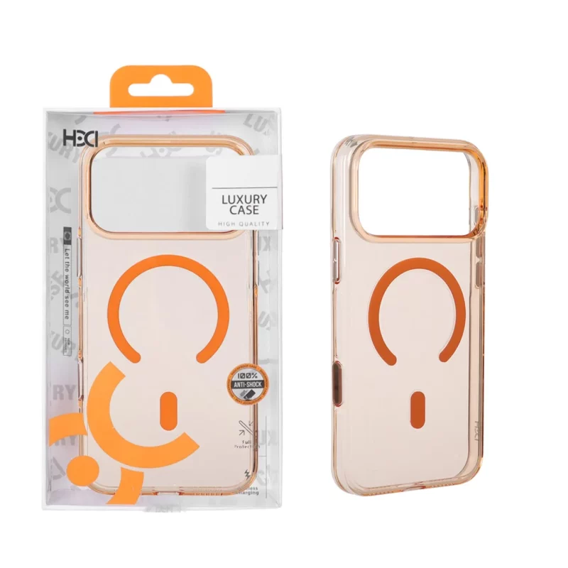 قاب اورجینال HDD شفاف کریستالی MagSafe مدل Apple iPhone 17 Pro Max - نارنجی (پک دار) - تصویر 2