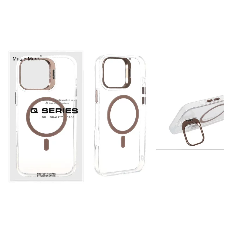 قاب اورجینال Q Series Bracket کریستالی Magsafe لنز استندشو Apple iPhone 16 Pro Max - قهوه ای (پک دار) - تصویر 2