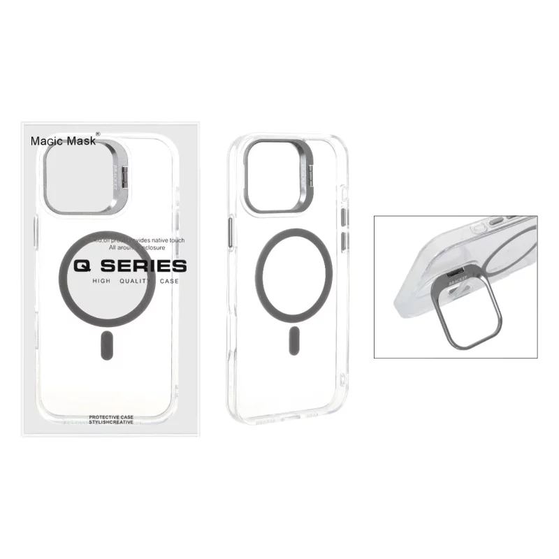 قاب اورجینال Q Series Bracket کریستالی Magsafe لنز استندشو Apple iPhone 16 Pro Max - خاکستری (پک دار) - تصویر 2