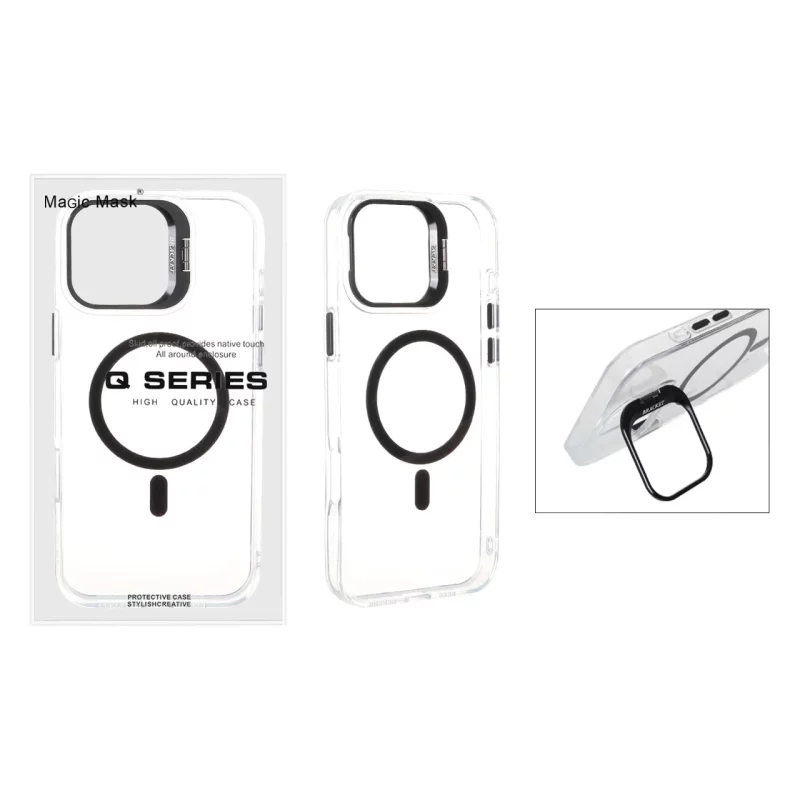 قاب اورجینال Q Series Bracket کریستالی Magsafe لنز استندشو Apple iPhone 16 Pro Max - مشکی (پک دار) - تصویر 2