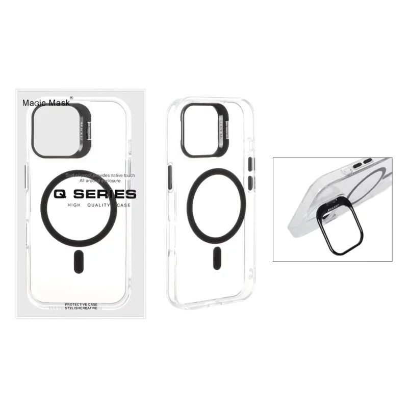 قاب اورجینال Q Series Bracket کریستالی Magsafe لنز استندشو Apple iPhone 16 - مشکی (پک دار) - تصویر 2