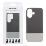 قاب Vawi چرمی دو تکه MagSafe مدل Apple iPhone 16 - طوسی (پک دار)