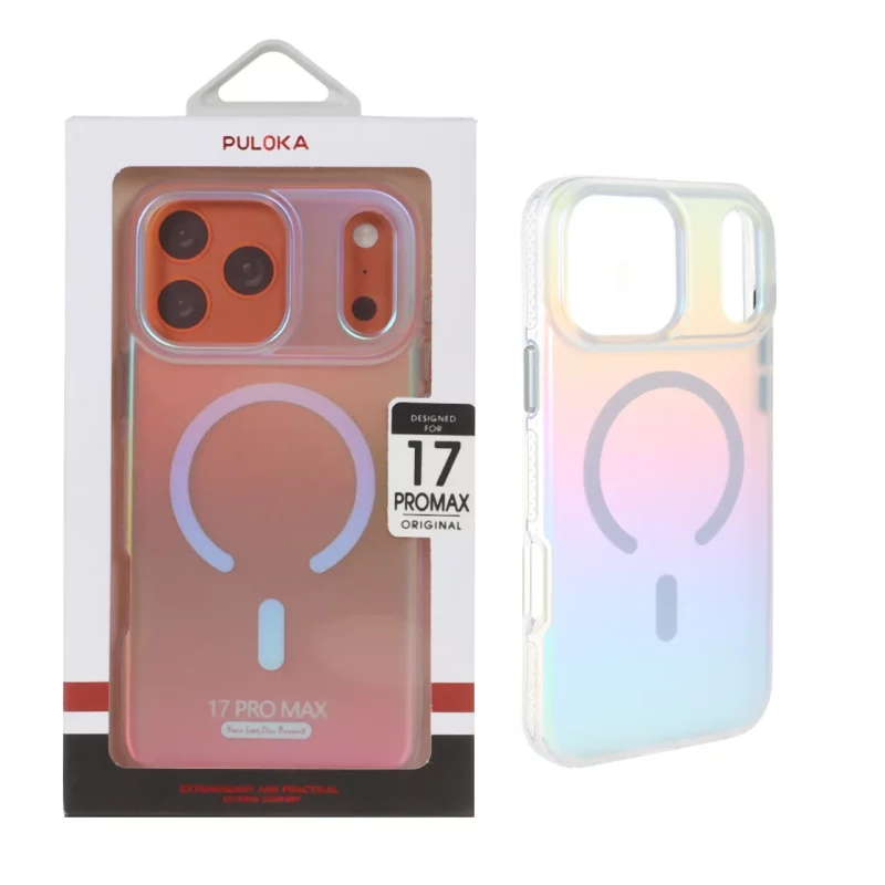 قاب اورجینال Puloka هولوگرامی هفت رنگ MagSafe دکمه فلزی Apple iPhone 17 Pro Max - طرح 2 (پک دار) - تصویر 2