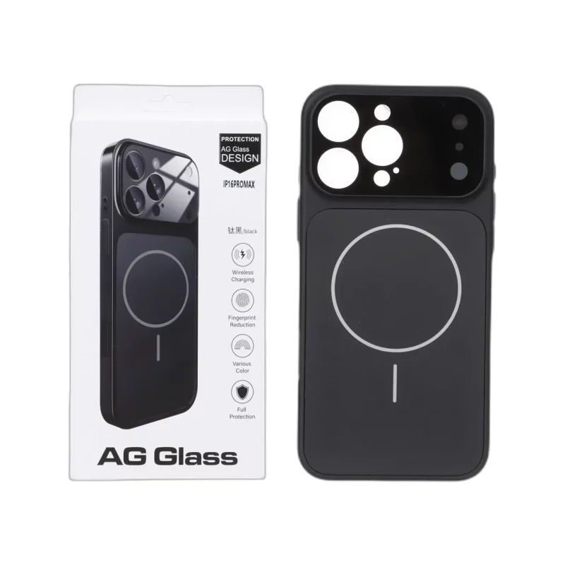 قاب اورجینال AG Glass محافظ لنز برجسته براق Magsafe مدل Apple iPhone 16 Pro Max - مشکی - تصویر 2
