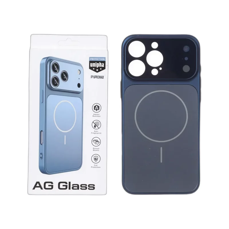 قاب اورجینال AG Glass محافظ لنز برجسته براق Magsafe مدل Apple iPhone 16 Pro Max - سرمه ای - تصویر 2