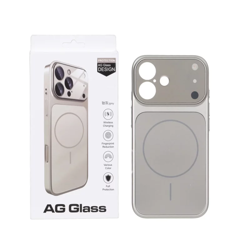 قاب اورجینال AG Glass محافظ لنز برجسته براق Magsafe مدل Apple iPhone 16 - خاکستری - تصویر 2