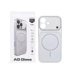قاب اورجینال AG Glass محافظ لنز برجسته براق Magsafe مدل Apple iPhone 16 - نقره ای