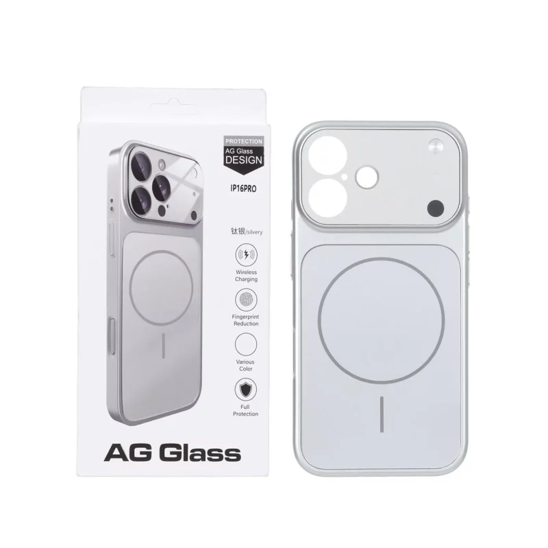 قاب اورجینال AG Glass محافظ لنز برجسته براق Magsafe مدل Apple iPhone 16 - نقره ای - تصویر 2