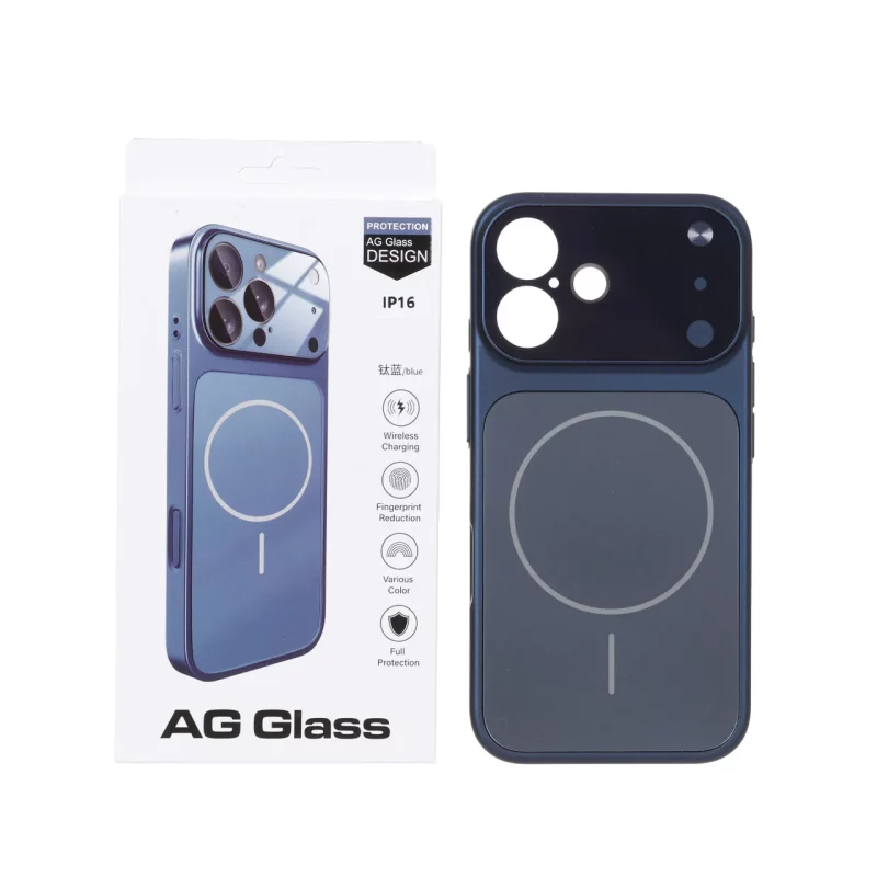 قاب اورجینال AG Glass محافظ لنز برجسته براق Magsafe مدل Apple iPhone 16 - سرمه ای - تصویر 2