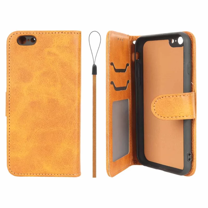 کیف موبایل مگنتی درجه یک داخل خز MNC Plus مدل Apple iPhone 6 / iPhone 6s - عسلی - تصویر 2