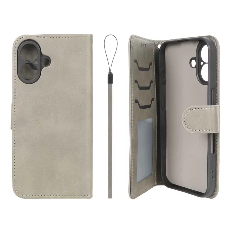 کیف موبایل مگنتی درجه یک داخل خز MNC Plus مدل Apple iPhone 16 - خاکستری - تصویر 2