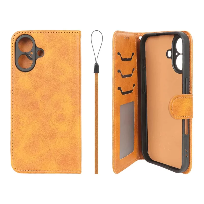 کیف موبایل مگنتی درجه یک داخل خز MNC Plus مدل Apple iPhone 16 - عسلی - تصویر 2