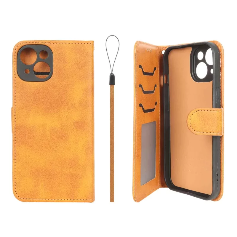 کیف موبایل مگنتی درجه یک داخل خز MNC Plus مدل Apple iPhone 15 - عسلی - تصویر 2