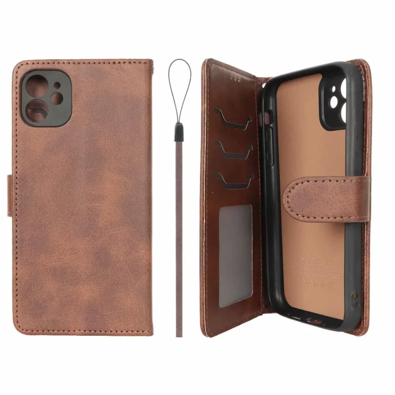 کیف موبایل مگنتی درجه یک داخل خز MNC Plus مدل Apple iPhone 11 - قهوه ای - تصویر 2
