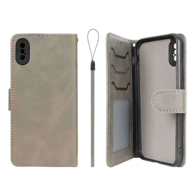 کیف موبایل مگنتی درجه یک داخل خز MNC Plus مدل Apple iPhone X / iPhone XS - خاکستری - تصویر 2