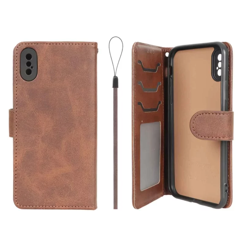 کیف موبایل مگنتی درجه یک داخل خز MNC Plus مدل Apple iPhone X / iPhone XS - قهوه ای - تصویر 2