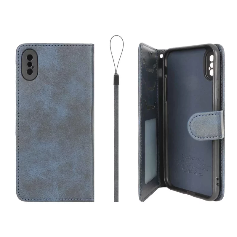 کیف موبایل مگنتی درجه یک داخل خز MNC Plus مدل Apple iPhone X / iPhone XS - سرمه ای - تصویر 2