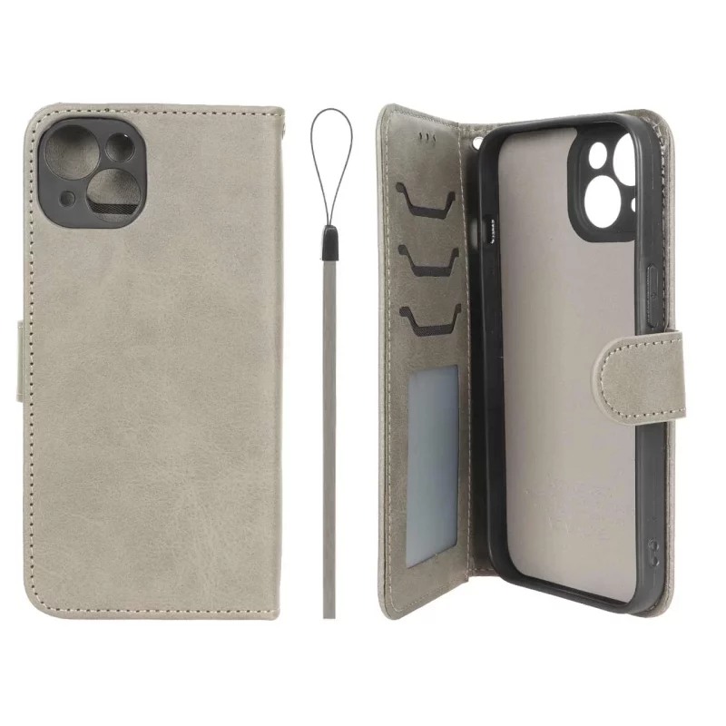 کیف موبایل مگنتی درجه یک داخل خز MNC Plus مدل Apple iPhone 13 / iPhone 14 - خاکستری - تصویر 2