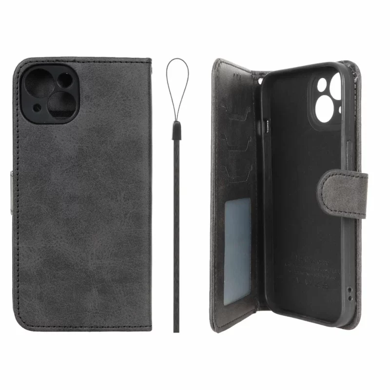 کیف موبایل مگنتی درجه یک داخل خز MNC Plus مدل Apple iPhone 13 / iPhone 14 - مشکی - تصویر 2