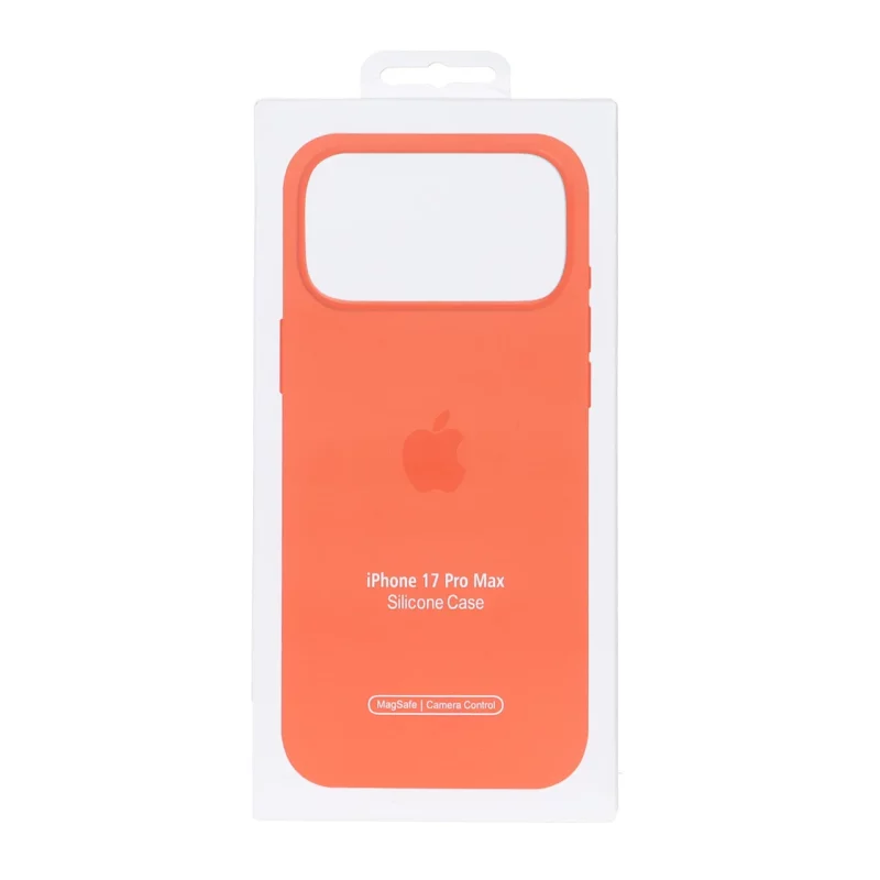 قاب اورجینال درجه یک Silicone Case پاک کنی Magsafe آی سی دار Apple iPhone 17 Pro Max - نارنجی (پک دار) - تصویر 2