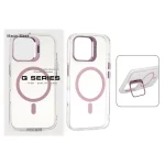 قاب اورجینال Q Series Bracket کریستالی Magsafe لنز استندشو Apple iPhone 16 - صورتی (پک دار)